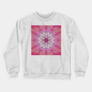 Mosaic Mandala Flower Pink and White Crewneck Sweatshirt